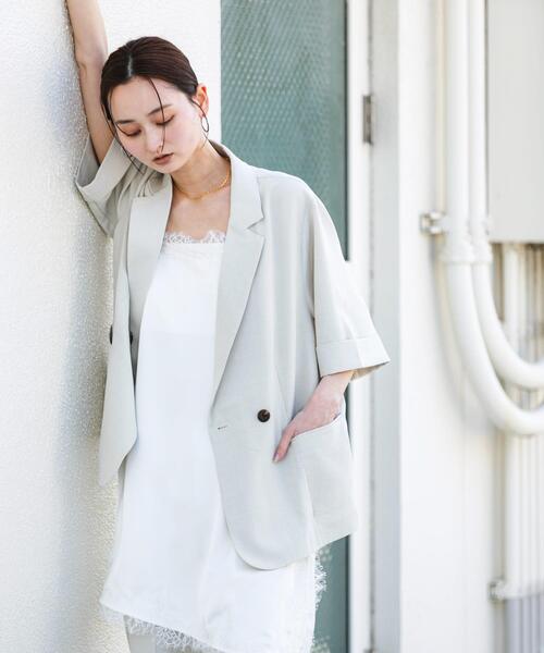 SENSE OF PLACE by URBAN RESEARCH(センスオブプレイスバイアーバンリサーチ)の「『一部WEB限定カラー』『UR TECH DRYLUXE』リネンライクジャケット(その他アウター・レディース・ベージュ/ライトベージュ/チャコールグレー/ネイビー・ONE)」の12枚目の写真