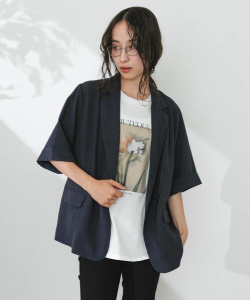 SENSE OF PLACE by URBAN RESEARCH(センスオブプレイスバイアーバンリサーチ)の「『一部WEB限定カラー』『UR TECH DRYLUXE』リネンライクジャケット(テーラードジャケット・レディース・ベージュ/ライトベージュ/チャコールグレー/ネイビー/ブラウン・ONE)」の19枚目の写真