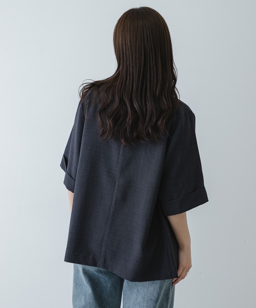 SENSE OF PLACE by URBAN RESEARCH（センスオブプレイスバイアーバンリサーチ）の「UR TECH リネンライクジャケット（テーラードジャケット・レディース・ベージュ/ライトベージュ/チャコールグレー・ONE）」の6枚目の写真