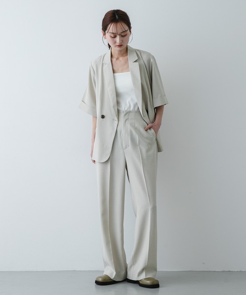 SENSE OF PLACE by URBAN RESEARCH（センスオブプレイスバイアーバンリサーチ）の「UR TECH リネンライクジャケット（テーラードジャケット・レディース・ベージュ/ライトベージュ/チャコールグレー・ONE）」の20枚目の写真