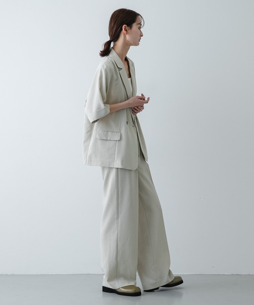 SENSE OF PLACE by URBAN RESEARCH（センスオブプレイスバイアーバンリサーチ）の「UR TECH リネンライクジャケット（テーラードジャケット・レディース・ベージュ/ライトベージュ/チャコールグレー・ONE）」の21枚目の写真