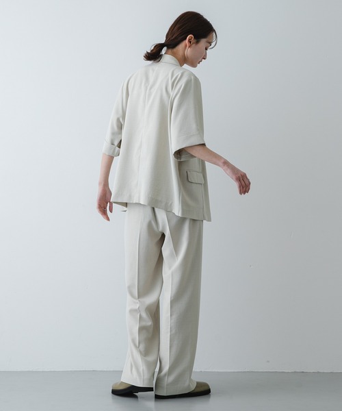 SENSE OF PLACE by URBAN RESEARCH（センスオブプレイスバイアーバンリサーチ）の「UR TECH リネンライクジャケット（テーラードジャケット・レディース・ベージュ/ライトベージュ/チャコールグレー・ONE）」の22枚目の写真