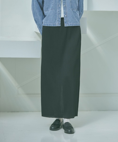 LAKOLE(ラコレ)の「テレコリブナロースカート / 663225(スカート・レディース・ラベンダー/グレー/クリアグリーン/ブラック・LARGE/MEDIUM)」の2枚目の写真