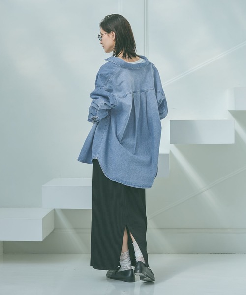 LAKOLE(ラコレ)の「テレコリブナロースカート / 663225(スカート・レディース・ラベンダー/グレー/クリアグリーン/ブラック・LARGE/MEDIUM)」の7枚目の写真