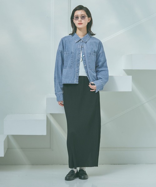 LAKOLE(ラコレ)の「テレコリブナロースカート / 663225(スカート・レディース・ラベンダー/グレー/クリアグリーン/ブラック・LARGE/MEDIUM)」の8枚目の写真