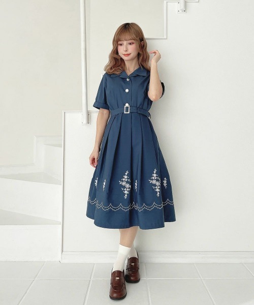 F i.n.t（フィント）の「レース風プリントヘムシャツワンピース（シャツワンピース・レディース・ライトブルー/ブルー・FREE）」の10枚目の写真