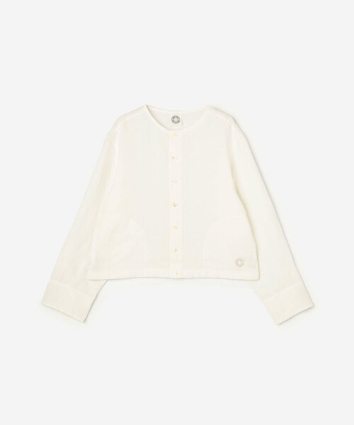 ORCIVAL（オーシバル）の「ORCIVAL | リネン クルーネックカーディガン WOMEN（ノーカラージャケット・レディース・オフホワイト/ネイビー・1）」の3枚目の写真