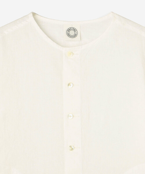 ORCIVAL（オーシバル）の「ORCIVAL | リネン クルーネックカーディガン WOMEN（ノーカラージャケット・レディース・オフホワイト/ネイビー・1）」の5枚目の写真