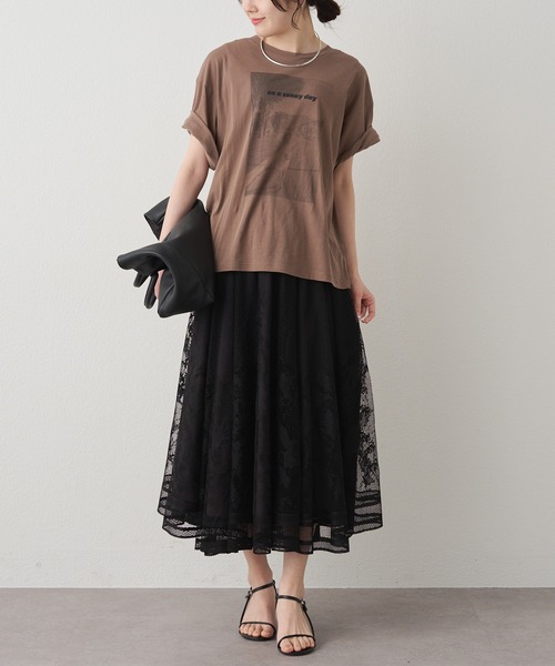 PUAL CE CIN(ピュアルセシン)の「テキストアートプリントTシャツ(Tシャツ/カットソー・レディース・オフホワイト/ベージュ/モカ・FREE)」の17枚目の写真