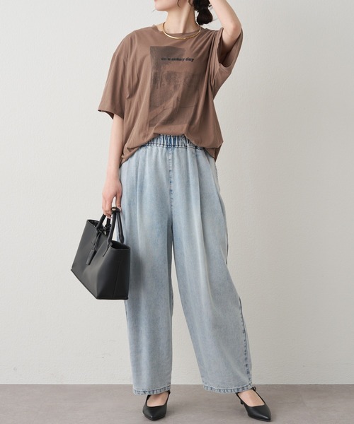 PUAL CE CIN(ピュアルセシン)の「テキストアートプリントTシャツ(Tシャツ/カットソー・レディース・オフホワイト/ベージュ/モカ・FREE)」の14枚目の写真