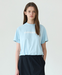 ウーマンアイスストリングクロップ半袖Tシャツスカイブルー