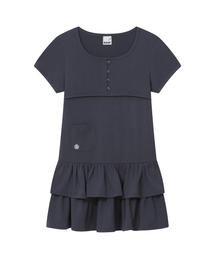 BAUF（バウフ）の「ボタンフリルワンピース[チャコール]（ワンピース）」