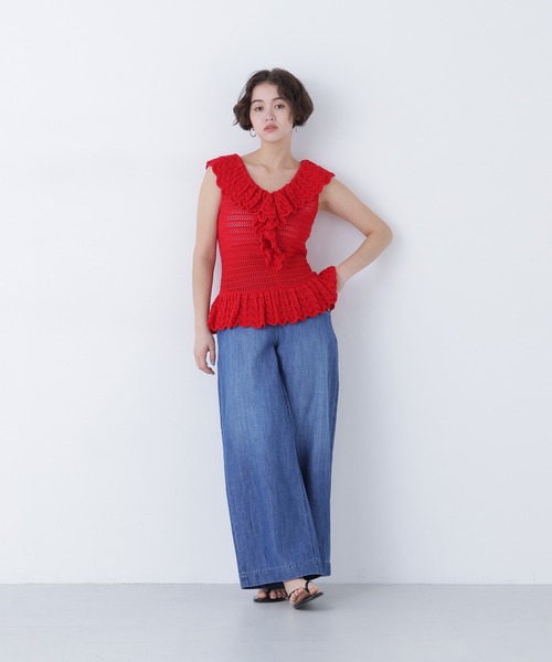 N.（N. Natural Beauty Basic）（エヌエヌナチュラルビューティーベーシック）の「【Healthy DENIM】デニムマリンパンツ（デニムパンツ・レディース・ネイビー/ブルー・MEDIUM/SMALL）」の4枚目の写真