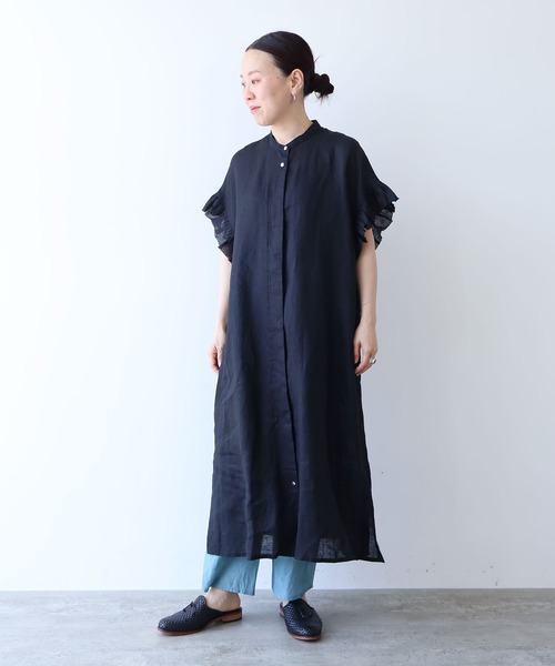 yuni(ユニ )の「60/1Linen gather sleeves one-piece(ワンピース・レディース・ピンク/ブラック/ブルー/アイボリー・FREE)」の3枚目の写真