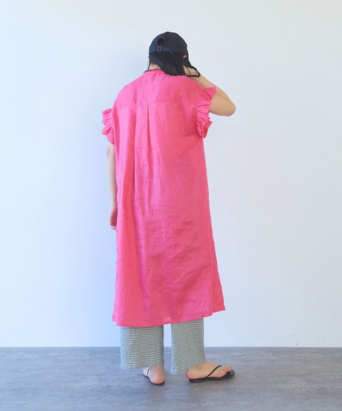 yuni(ユニ )の「60/1Linen gather sleeves one-piece(ワンピース・レディース・ピンク/ブラック/ブルー/アイボリー・FREE)」の20枚目の写真