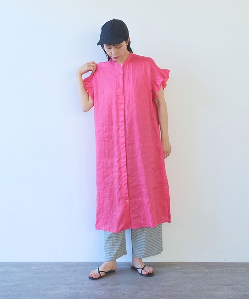 yuni(ユニ )の「60/1Linen gather sleeves one-piece(ワンピース・レディース・ピンク/ブラック/ブルー/アイボリー・FREE)」の18枚目の写真