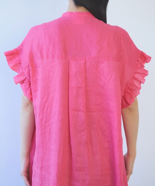yuni(ユニ )の「60/1Linen gather sleeves one-piece(ワンピース・レディース・ピンク/ブラック/ブルー/アイボリー・FREE)」の11枚目の写真