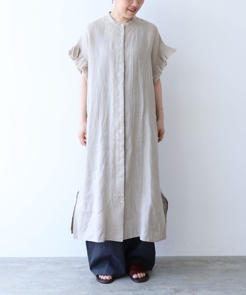 yuni(ユニ )の「60/1Linen gather sleeves one-piece(ワンピース・レディース・ピンク/ブラック/ブルー/アイボリー・FREE)」の22枚目の写真