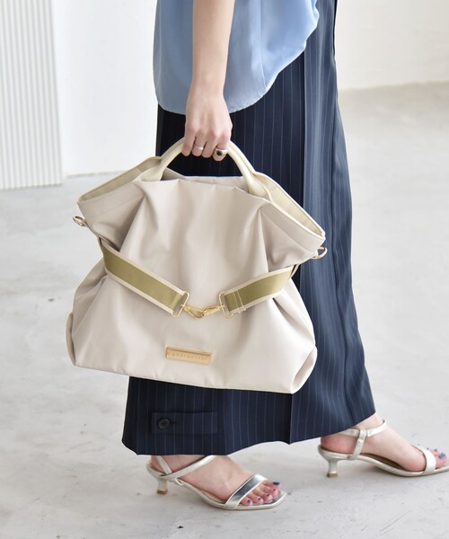 quaranciel（カランシエル）の「quaranciel: ラインベルト 2way ショルダー トート バッグ（A4対応）（トートバッグ・レディース・ブラック/ベージュ/ナチュラル・ONE SIZE）」の5枚目の写真