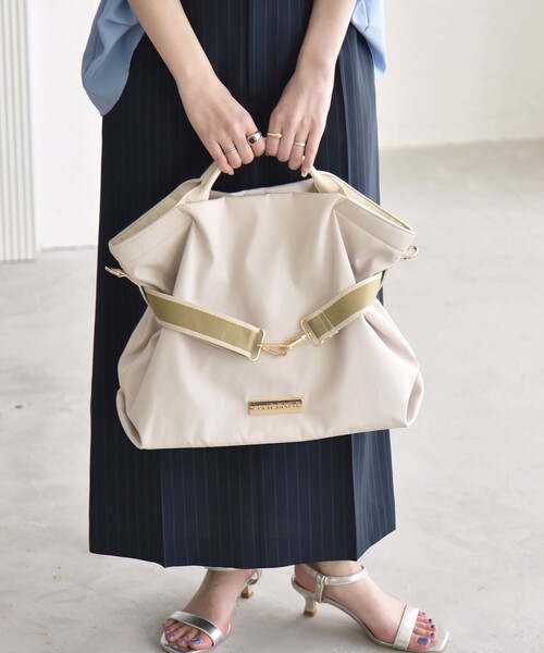 quaranciel（カランシエル）の「quaranciel: ラインベルト 2way ショルダー トート バッグ（A4対応）（トートバッグ・レディース・ブラック/ベージュ/ナチュラル・ONE SIZE）」の6枚目の写真