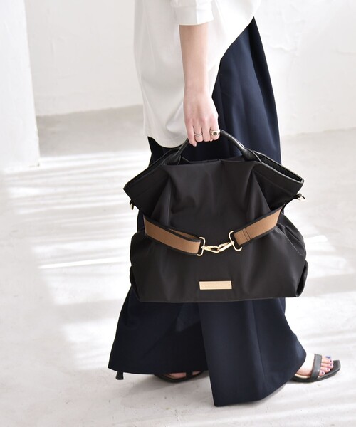 quaranciel（カランシエル）の「quaranciel: ラインベルト 2way ショルダー トート バッグ（A4対応）（トートバッグ・レディース・ブラック/ベージュ/ナチュラル・ONE SIZE）」の8枚目の写真