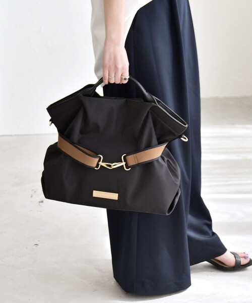 quaranciel（カランシエル）の「quaranciel: ラインベルト 2way ショルダー トート バッグ（A4対応）（トートバッグ・レディース・ブラック/ベージュ/ナチュラル・ONE SIZE）」の9枚目の写真