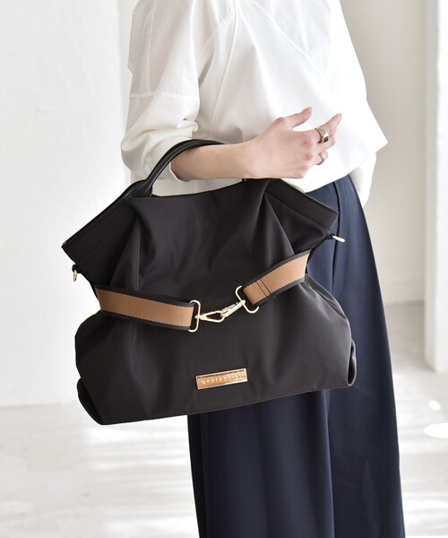 quaranciel（カランシエル）の「quaranciel: ラインベルト 2way ショルダー トート バッグ（A4対応）（トートバッグ・レディース・ブラック/ベージュ/ナチュラル・ONE SIZE）」の13枚目の写真