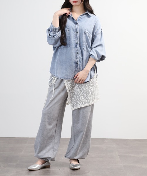 hunch(ハンチ)の「hunch 4.5オンス テンセルデニムオーバーシャツ 長袖(シャツ/ブラウス・レディース・ホワイト系その他/ライトインディゴブルー/ブルー・FREE)」の10枚目の写真