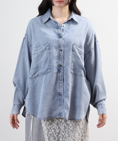 hunch(ハンチ)の「hunch 4.5オンス テンセルデニムオーバーシャツ 長袖(シャツ/ブラウス・レディース・ホワイト系その他/ライトインディゴブルー/ブルー・FREE)」の12枚目の写真