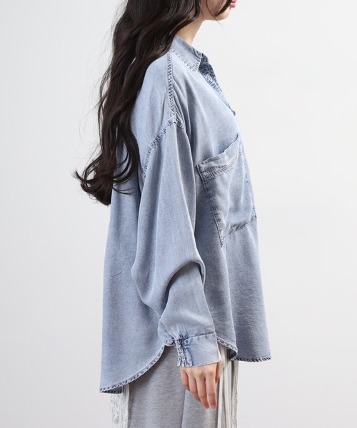 hunch(ハンチ)の「hunch 4.5オンス テンセルデニムオーバーシャツ 長袖(シャツ/ブラウス・レディース・ホワイト系その他/ライトインディゴブルー/ブルー・FREE)」の13枚目の写真