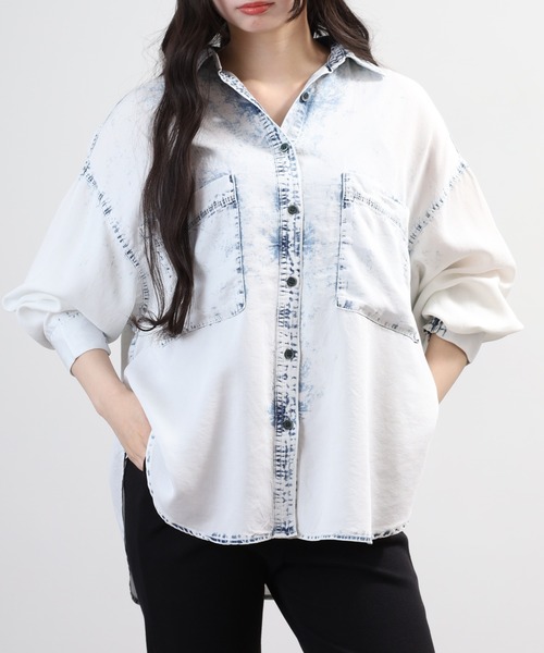 hunch(ハンチ)の「hunch 4.5オンス テンセルデニムオーバーシャツ 長袖(シャツ/ブラウス・レディース・ホワイト系その他/ライトインディゴブルー/ブルー・FREE)」の20枚目の写真
