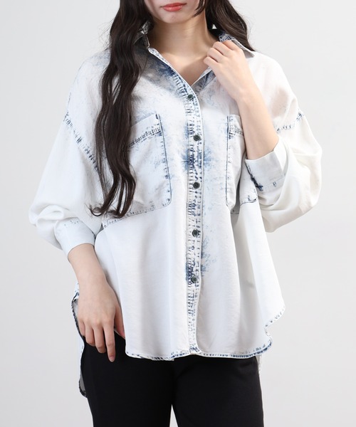 hunch(ハンチ)の「hunch 4.5オンス テンセルデニムオーバーシャツ 長袖(シャツ/ブラウス・レディース・ホワイト系その他/ライトインディゴブルー/ブルー・FREE)」の21枚目の写真