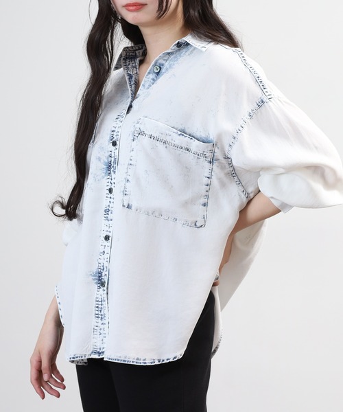 hunch(ハンチ)の「hunch 4.5オンス テンセルデニムオーバーシャツ 長袖(シャツ/ブラウス・レディース・ホワイト系その他/ライトインディゴブルー/ブルー・FREE)」の22枚目の写真