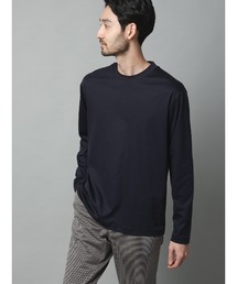 クルーネックTシャツ/長袖/ウォッシャブル/形態安定/シルケットスムースコットン/無地