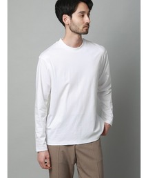 クルーネックTシャツ/長袖/ウォッシャブル/形態安定/シルケットスムースコットン/無地