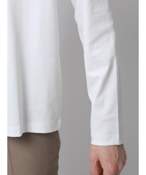 SUIT SQUARE（スーツスクエア）の「クルーネックTシャツ／長袖／ウォッシャブル／形態安定／シルケットスムースコットン／無地（Tシャツ/カットソー・メンズ・ネイビー/グレー/ホワイト・L/M/S/LL）」の6枚目の写真