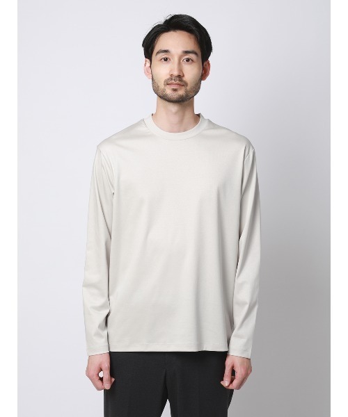 SUIT SQUARE（スーツスクエア）の「クルーネックTシャツ／長袖／ウォッシャブル／形態安定／シルケットスムースコットン／無地（Tシャツ/カットソー・メンズ・ネイビー/グレー/ホワイト・L/M/S/LL）」の9枚目の写真