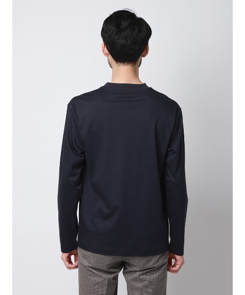 SUIT SQUARE（スーツスクエア）の「クルーネックTシャツ／長袖／ウォッシャブル／形態安定／シルケットスムースコットン／無地（Tシャツ/カットソー・メンズ・ネイビー/グレー/ホワイト・L/M/S/LL）」の18枚目の写真