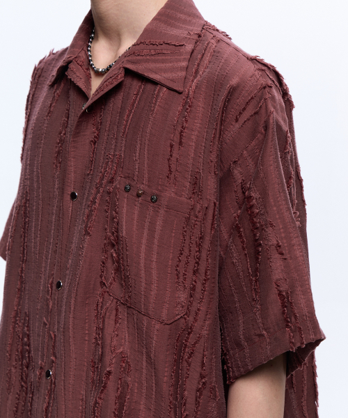 RSSC(アールエスエスシー)の「RIPPED JACQUARD HALF SHIRT - WINE(シャツ/ブラウス・レディース・その他・1/2)」の7枚目の写真