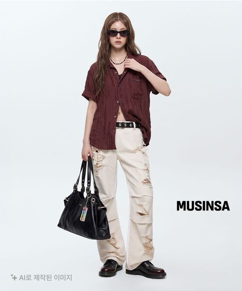 RSSC(アールエスエスシー)の「RIPPED JACQUARD HALF SHIRT - WINE(シャツ/ブラウス・レディース・その他・1/2)」の8枚目の写真