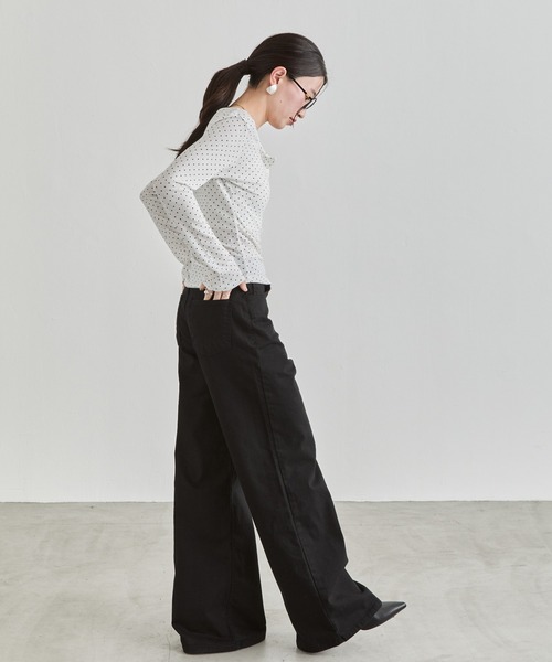 NUJOH(ヌゾ)の「Dot Henley Top / ドットヘンリートップス(Tシャツ/カットソー・レディース・グレー/ブラック/アイボリー・FREE)」の16枚目の写真
