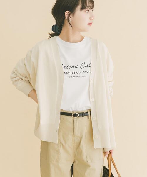 ITEMS URBANRESEARCH（アイテムズ アーバンリサーチ）の「Vネックオーバーカーディガン(楽着シリーズ)（ニット/セーター・レディース・オフホワイト/ブラック/ベージュ/レッド・FREE）」の2枚目の写真