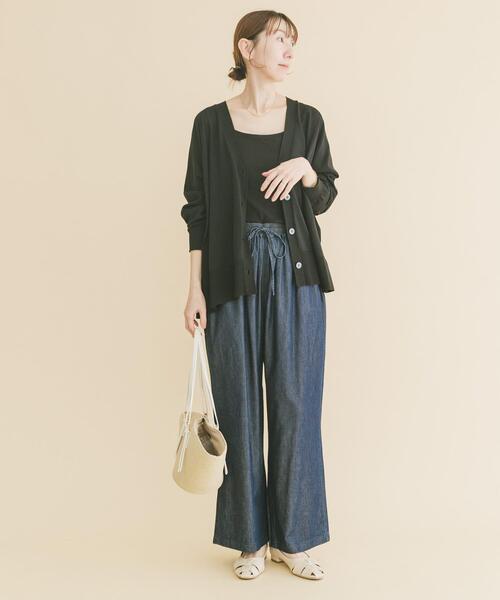 ITEMS URBANRESEARCH（アイテムズ アーバンリサーチ）の「Vネックオーバーカーディガン(楽着シリーズ)（ニット/セーター・レディース・オフホワイト/ブラック/ベージュ/レッド・FREE）」の9枚目の写真