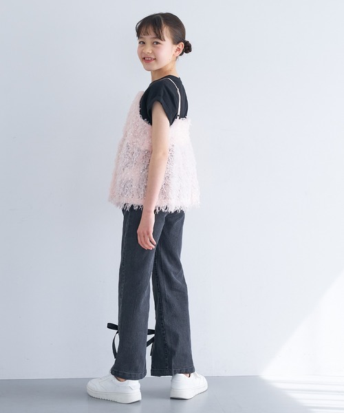 coca（coca）（コカ）の「キッズ　親子お揃いシャギーフレアキャミソール（キャミソール・キッズ・アイボリー/ライトピンク・120/130/140/150）」の6枚目の写真