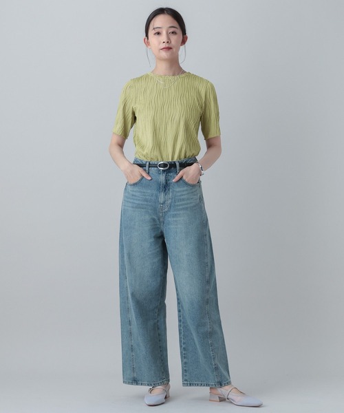 GLOBAL WORK（グローバルワーク）の「MATINEE LINE/ナミナミストライプ半袖T/658131（Tシャツ/カットソー・レディース・ブラック/アイボリー/ライトグリーン/ブラウン・LARGE/MEDIUM）」の21枚目の写真