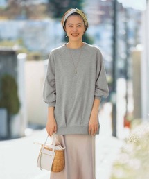 IEDIT 吸汗速乾がうれしい ゆるっとロング丈のフレンチテリータックプルオーバー
