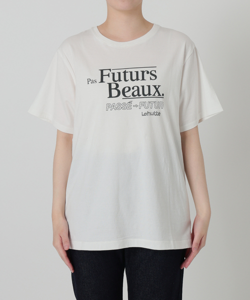 SLOBE IENA（スローブイエナ）の「La Hutte/ラ ユット SLOBE別注 ロゴTシャツ（Tシャツ/カットソー・レディース・ブラウン/ホワイト/チャコールグレー・FREE）」の15枚目の写真