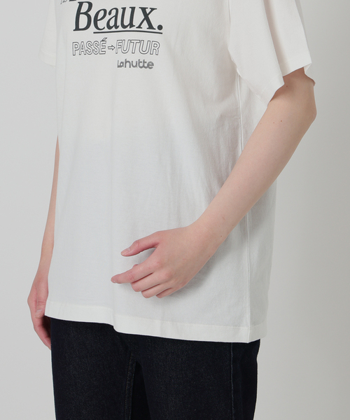 SLOBE IENA（スローブイエナ）の「La Hutte/ラ ユット SLOBE別注 ロゴTシャツ（Tシャツ/カットソー・レディース・ブラウン/ホワイト/チャコールグレー・FREE）」の8枚目の写真