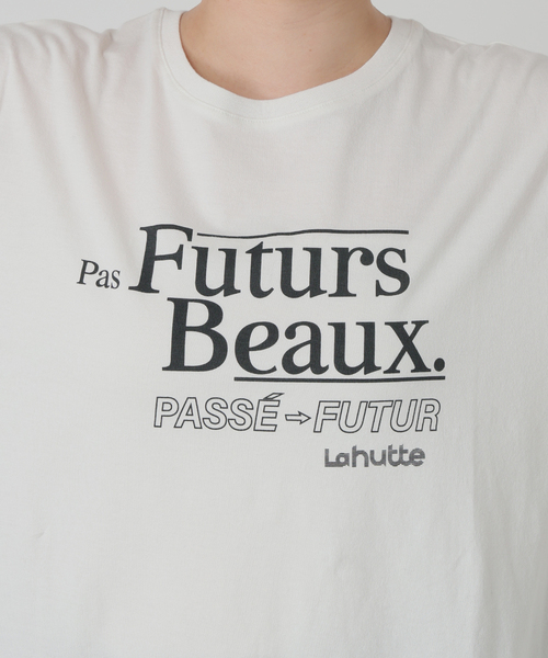 SLOBE IENA（スローブイエナ）の「La Hutte/ラ ユット SLOBE別注 ロゴTシャツ（Tシャツ/カットソー・レディース・ブラウン/ホワイト/チャコールグレー・FREE）」の9枚目の写真