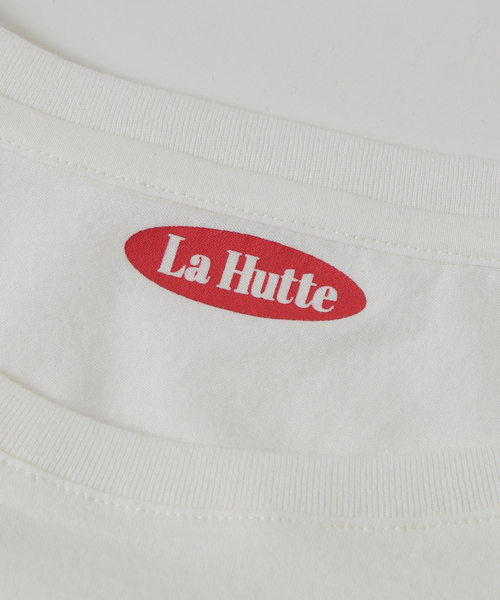 SLOBE IENA（スローブイエナ）の「La Hutte/ラ ユット SLOBE別注 ロゴTシャツ（Tシャツ/カットソー・レディース・ブラウン/ホワイト/チャコールグレー・FREE）」の10枚目の写真